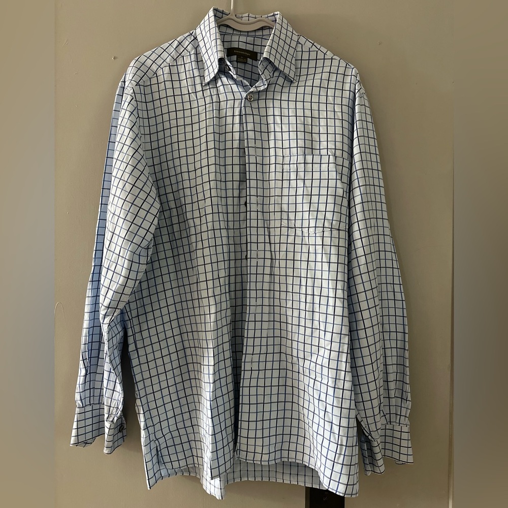 ZEGNA • Men's Blue Checkered Dress Shirt